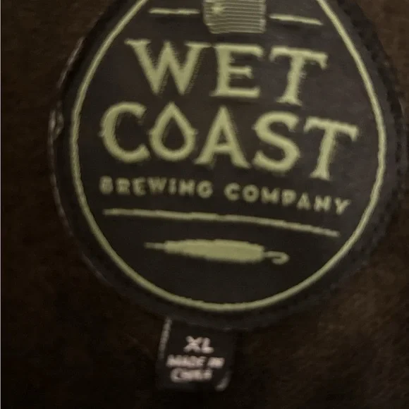 Wet Coast Brewery Brown Button Down Wool Shirt With Lime Green Logo - Picture 3 of 3